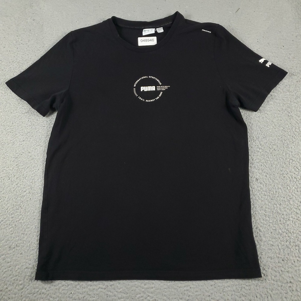 Puma T Shirt Mens Size Small Black Logo Casual Short Sleeve Adult *